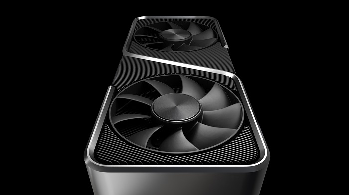 Image of the Nvidia 3070 Ti GPU against a black background