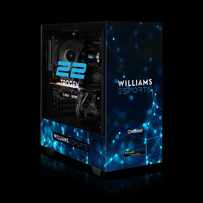 Image of the Chillblast Official Williams Esports Ultimate Gaming PC against a black background