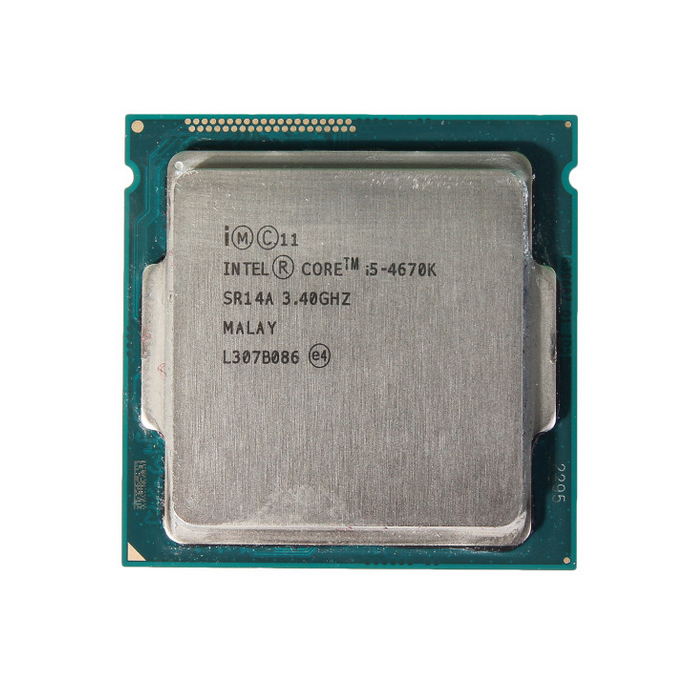 Close up front-on image of an Intel 4670K CPU