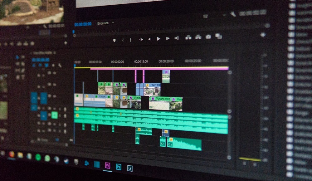 Close up of a Premiere Pro video editing timeline