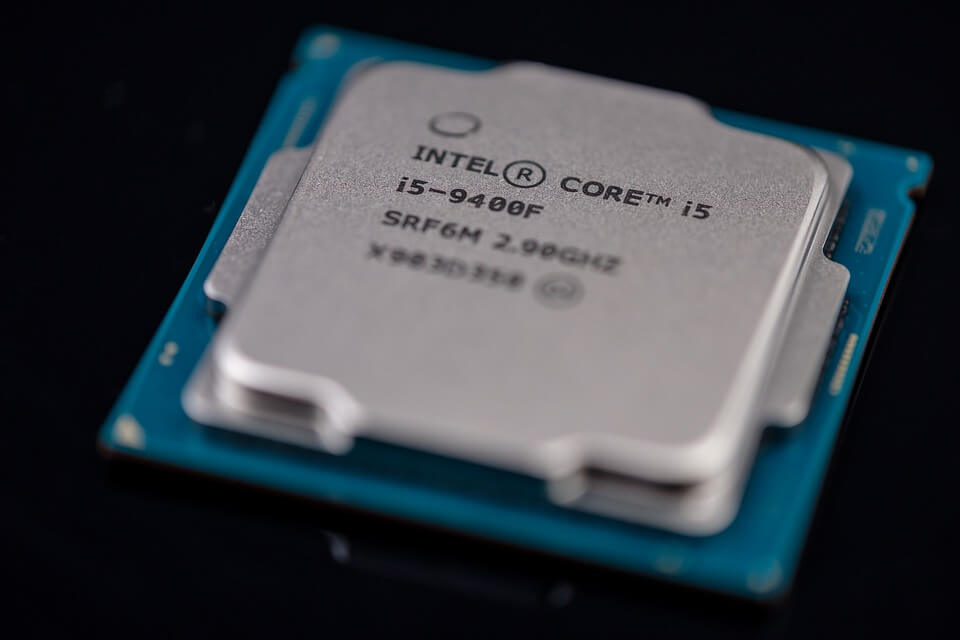 Close up image of an Intel Core i5-9400F CPU