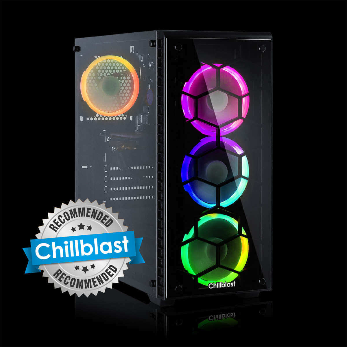 Image of the Chillblast Fusion RTX 2060 Super Custom Gaming PC against a black background
