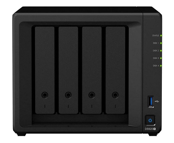 Image of a NAS array with 4 storage drives for photographers