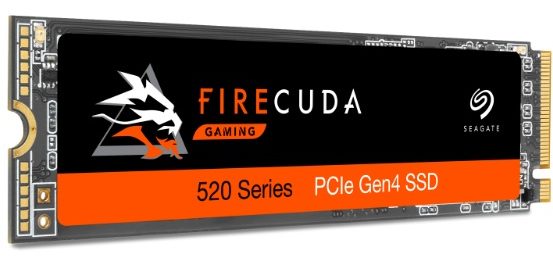 Close up of the front of a Seagate FireCuda 520 Series NVMe storage drive for video editing