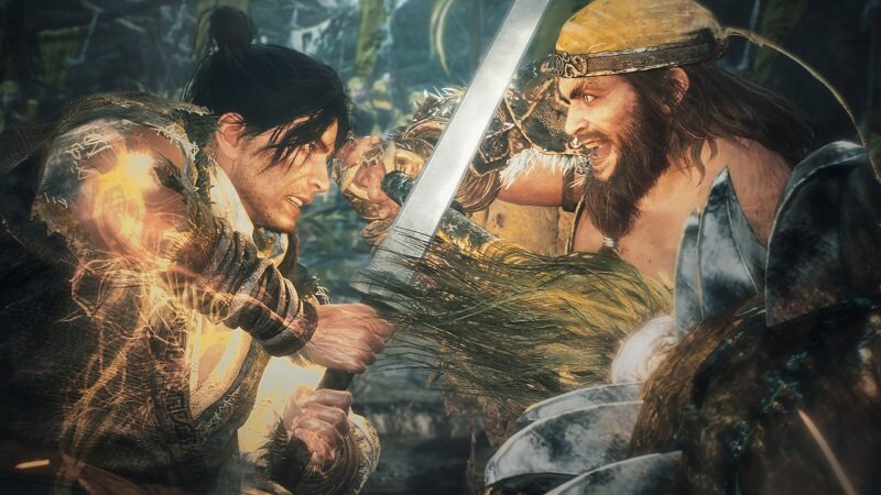 Game capture image from Wo Long: Fallen Dynasty showing two characters fighting