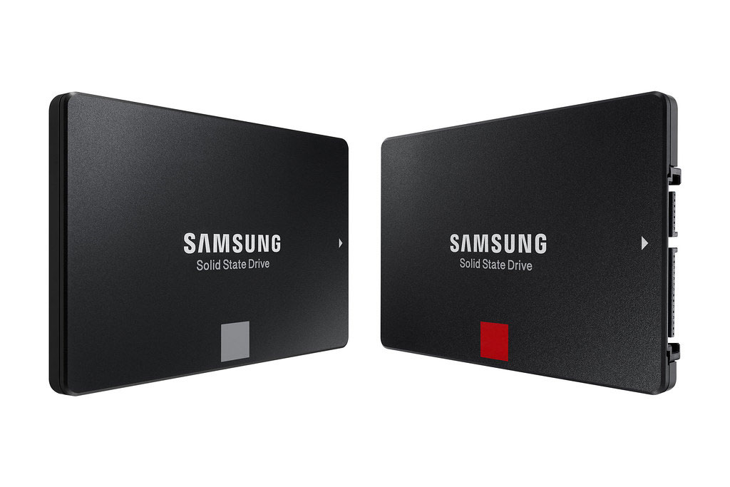 Image of two Samsung SATA SSDs next to each other against a white background