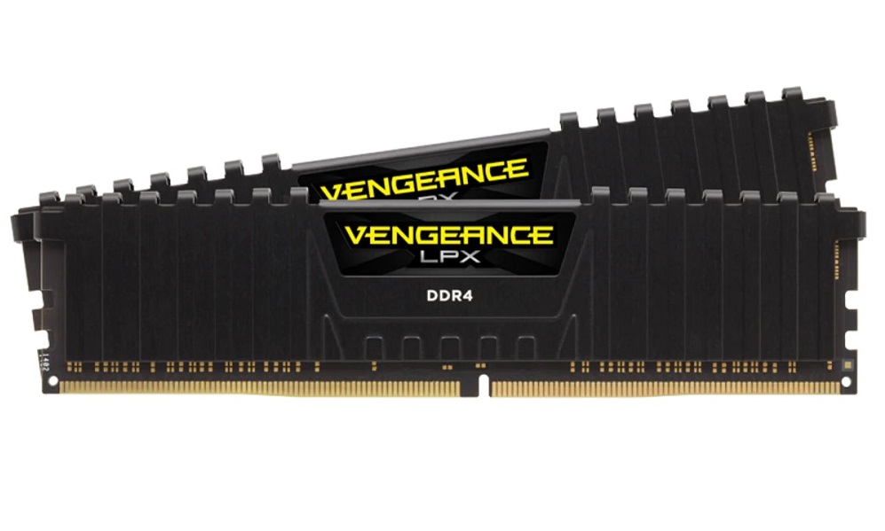 Image of two sticks of Vengeance RAM against a white background