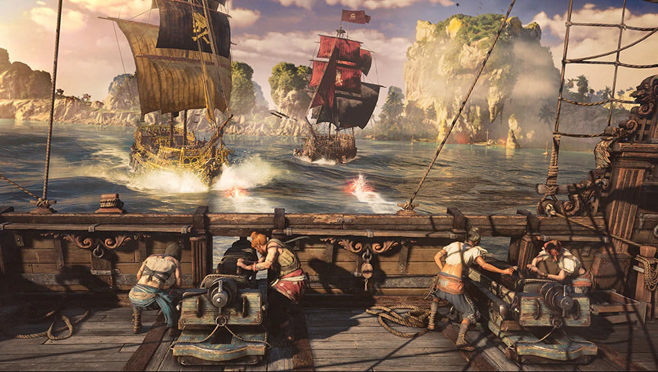 Game capture image for the game Skull and Bones showing pirate ship combat