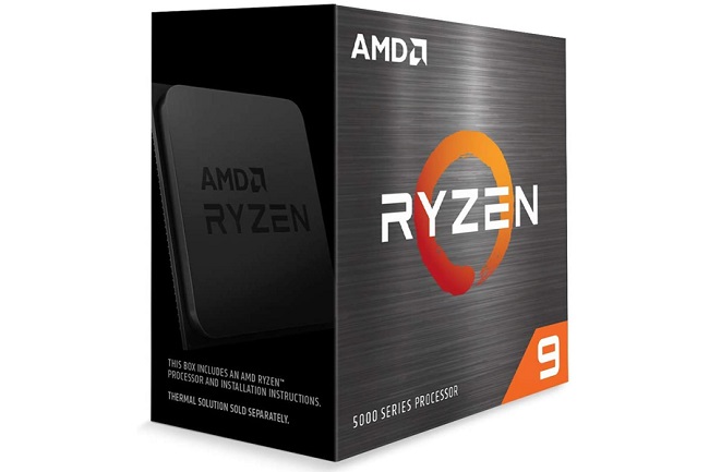 Image of an AMD Ryzen 9 5900x CPU box against a white background